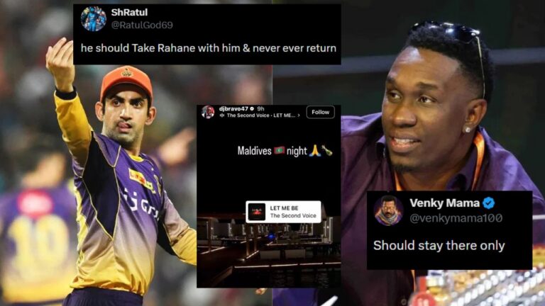 KKR Fans Demand Gautam Gambhir’s Return Amid Dwayne Bravo Vacation Outcry